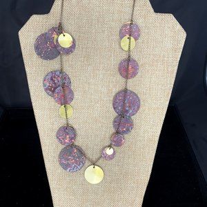 Multi circle pendants on necklace with metal chain
